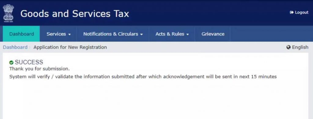 GST Online Registration step 10