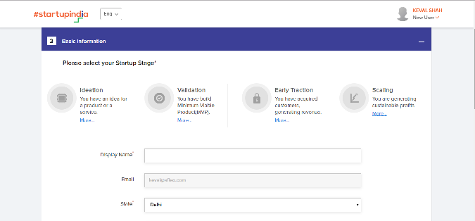 Startup India Registration Step-3