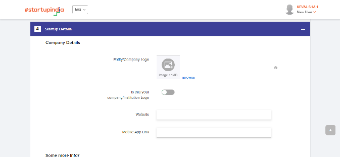 Startup India Registration Step-4