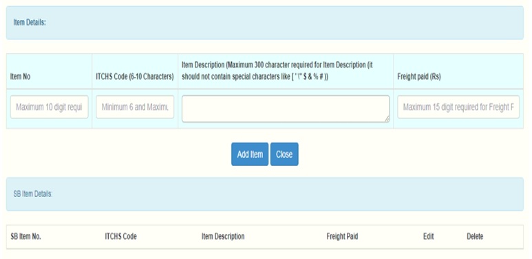 Add Details for Sea Shipment Export details(2)- Transport and marketing assistance (TMA) Scheme