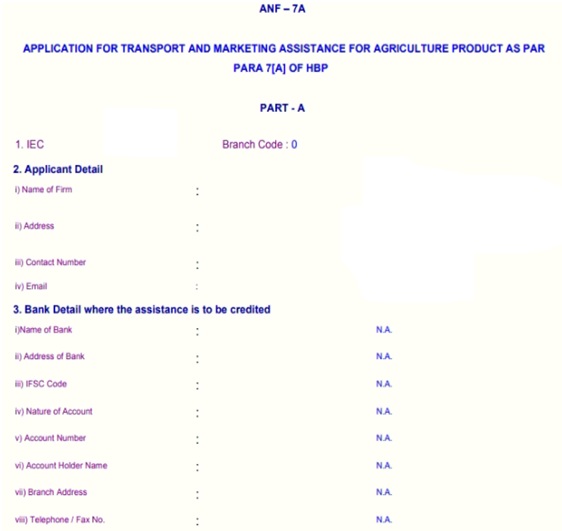 Sample 1st page of the print application form - transport and marketing assistance (TMA) scheme