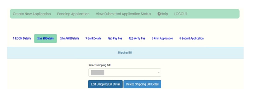 Fill the shipping bill details (2) - transport and marketing assistance (TMA) Scheme