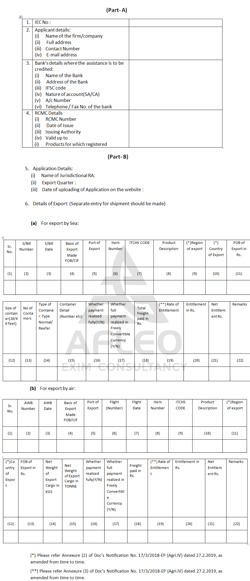 ANF-7 (Part A & Part-B)- Transport and marketing assistance (TMA) Scheme 