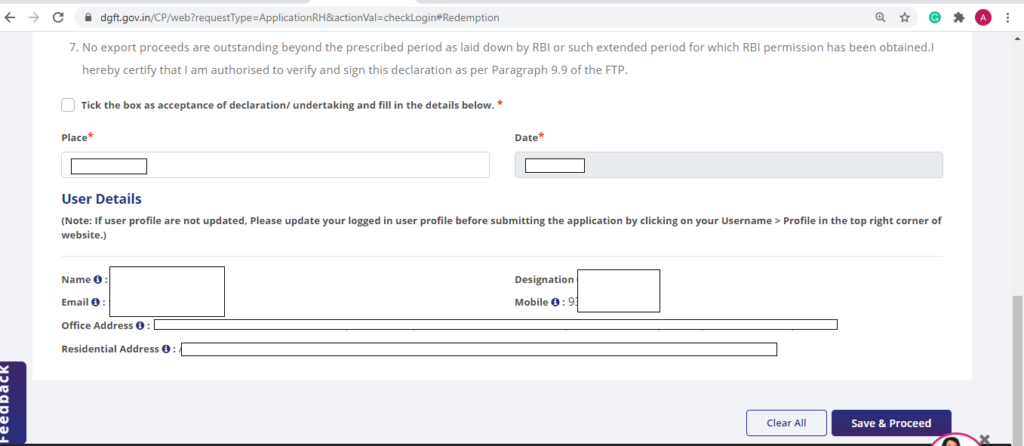 Apply for Redemption/Closure of Advance Authorisation