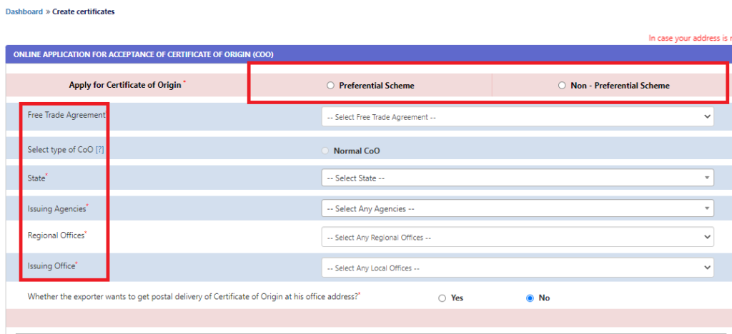 CoO Registration