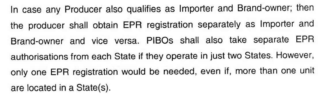 Separate EPR Registrations for one Entity